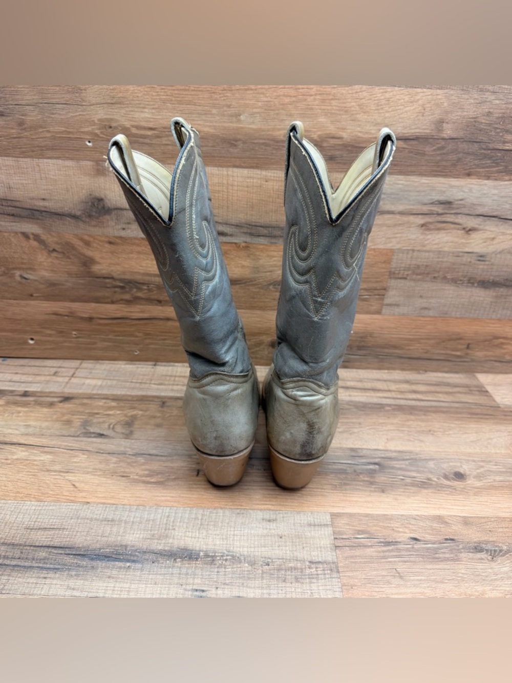 Texas Vintage Two Tone Gray Men's Size 9 Western Cowboy Boots Classic Gray - Picture 8 of 10